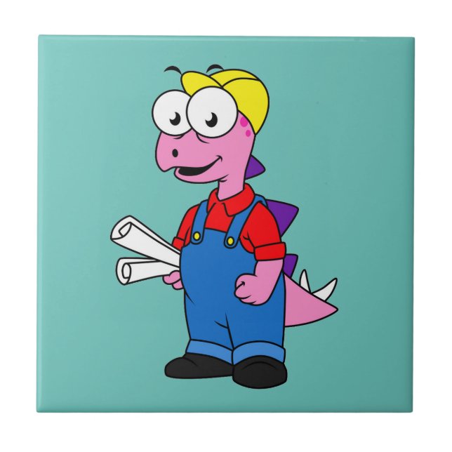 Azulejo Ilustracion De Un Trabajador De Construcción De St (Frente)