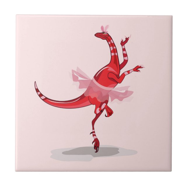 Azulejo Ilustracion De Una Ballerina Bailando Raptor. (Frente)