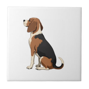 Azulejo Ilustración de vista trasera de perro Beagle vinta