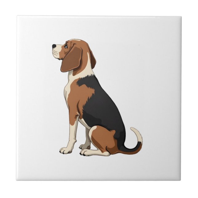 Azulejo Ilustración de vista trasera de perro Beagle vinta (Frente)