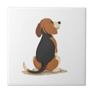 Azulejo Ilustración de vista trasera de perro Beagle vinta
