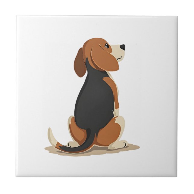 Azulejo Ilustración de vista trasera de perro Beagle vinta (Frente)