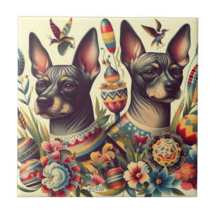 Azulejo Ilustracion de Xoloitzcuintle