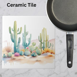 Azulejo Ilustracion del desierto de acuarela