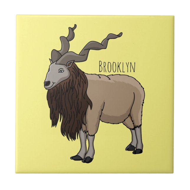 Azulejo Ilustracion del personalizado de cabras Markhor (Frente)