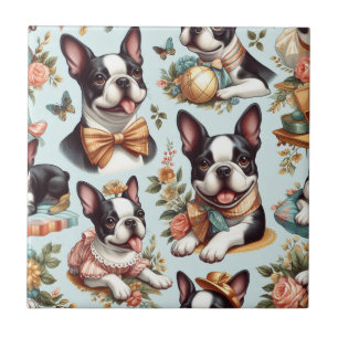 Azulejo Ilustracion del Terrier de Boston