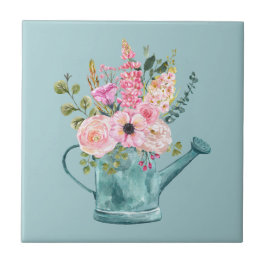 Azulejo ilustracion floral bonito Elegante azul