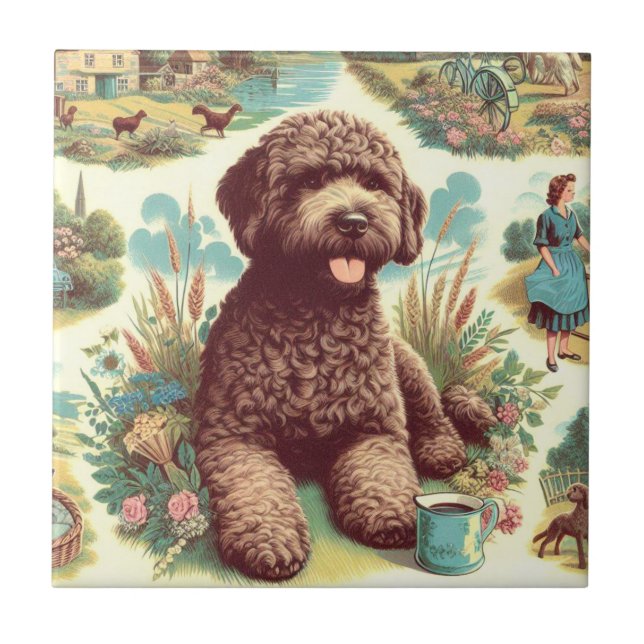 Azulejo Ilustracion Lagotto Romagnolo (Frente)
