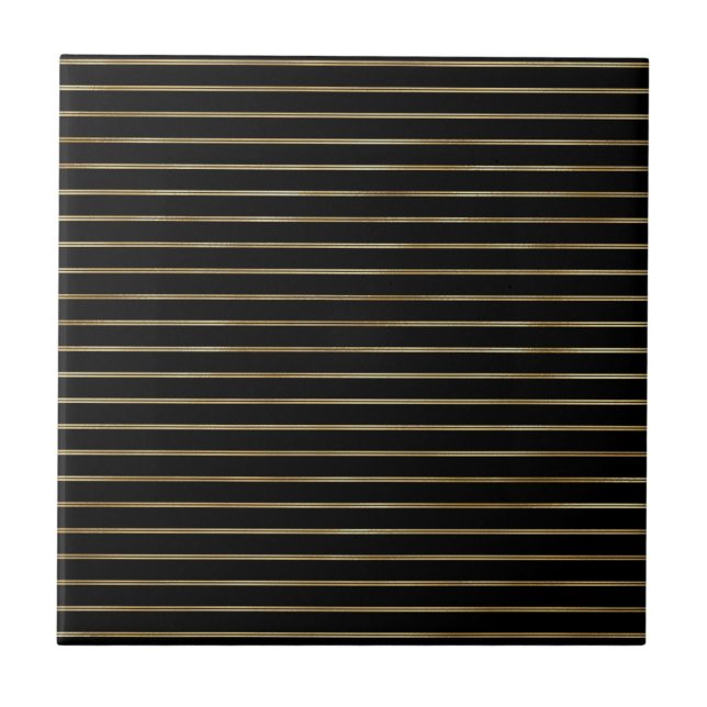 Azulejo Ilustracion moderno de doble línea de oro negro (Frente)