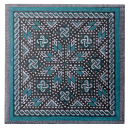 Azulejo ilustracion mosaico gris negro y azul matismo