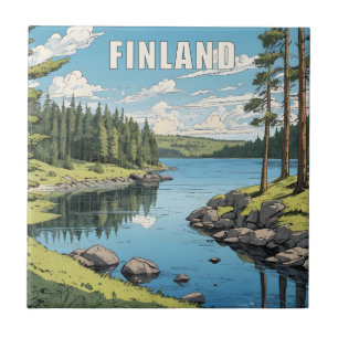 Azulejo Ilustracion Natural de Finlandia