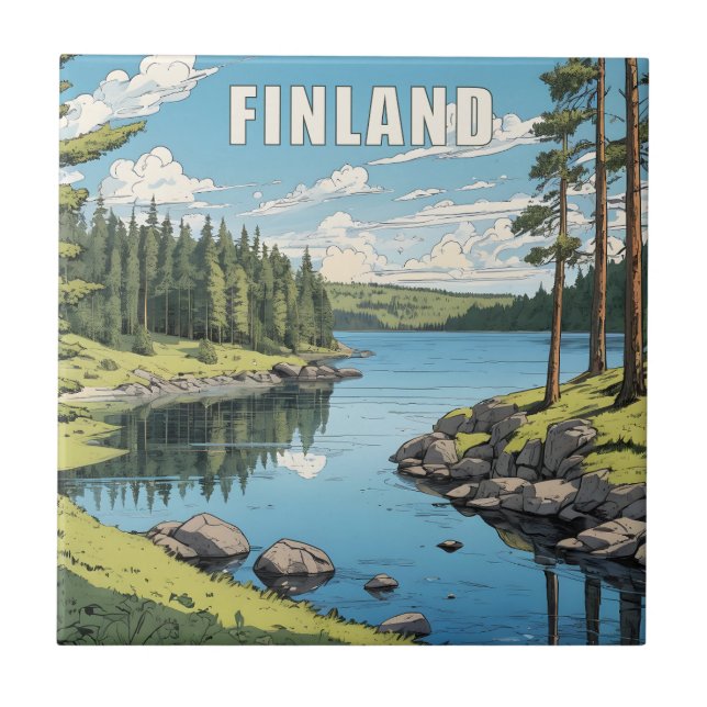 Azulejo Ilustracion Natural de Finlandia (Frente)