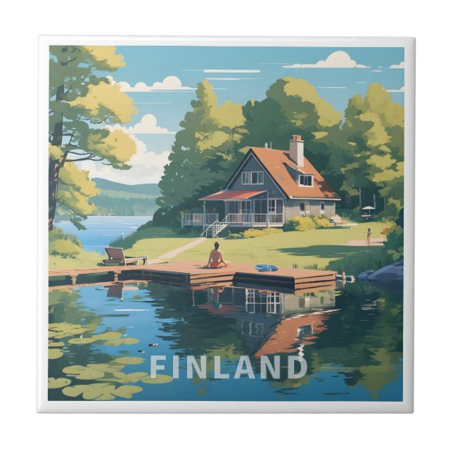 Azulejo Ilustracion Natural de Finlandia (Frente)