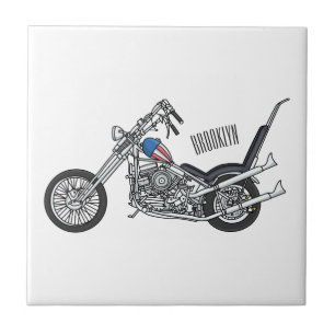Azulejo Ilustracion personalizado Chopper Motorcycle 1950