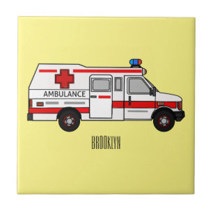 Azulejo Ilustracion personalizado de ambulancia