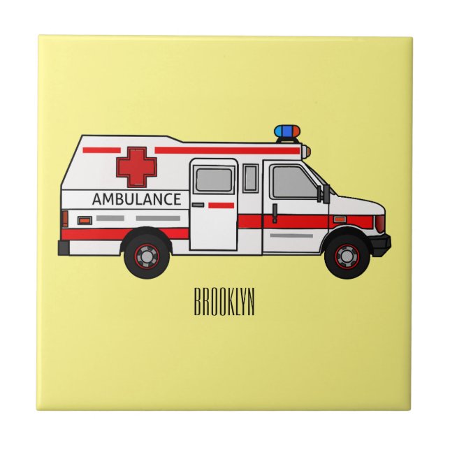 Azulejo Ilustracion personalizado de ambulancia (Frente)