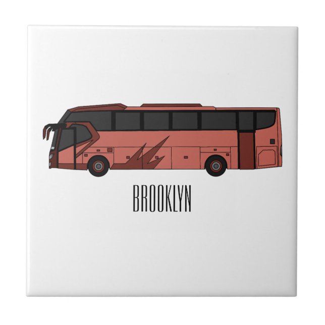 Azulejo Ilustracion personalizado de autobús (Frente)