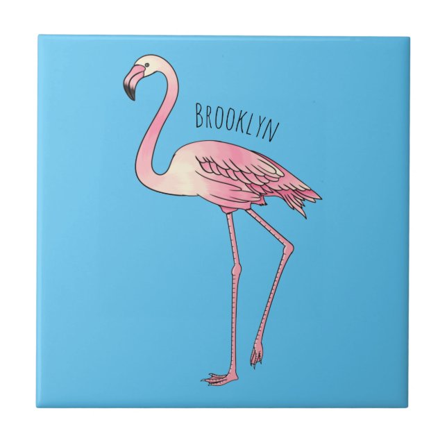 Azulejo Ilustracion personalizado de aves de Flamingo (Frente)