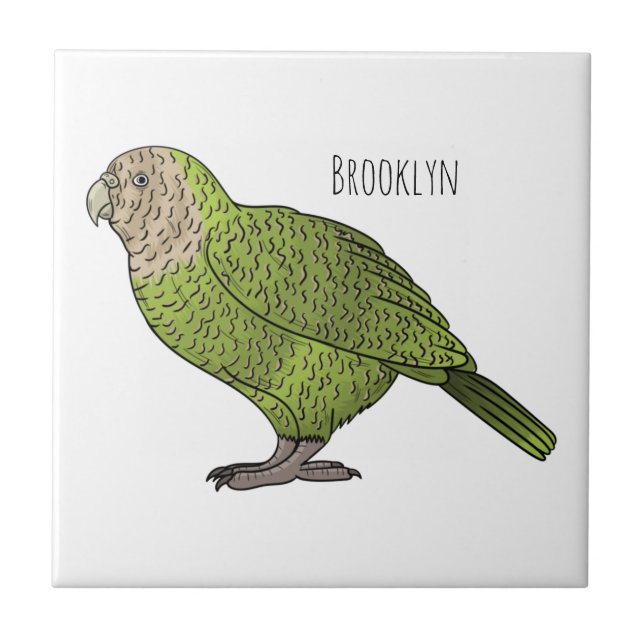 Azulejo Ilustracion personalizado de aves Kakapo (Frente)