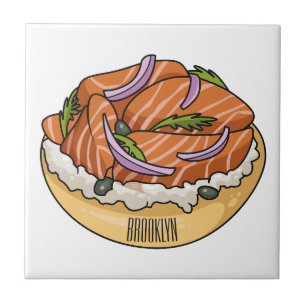 Azulejo Ilustracion personalizado de bagel de Salmon