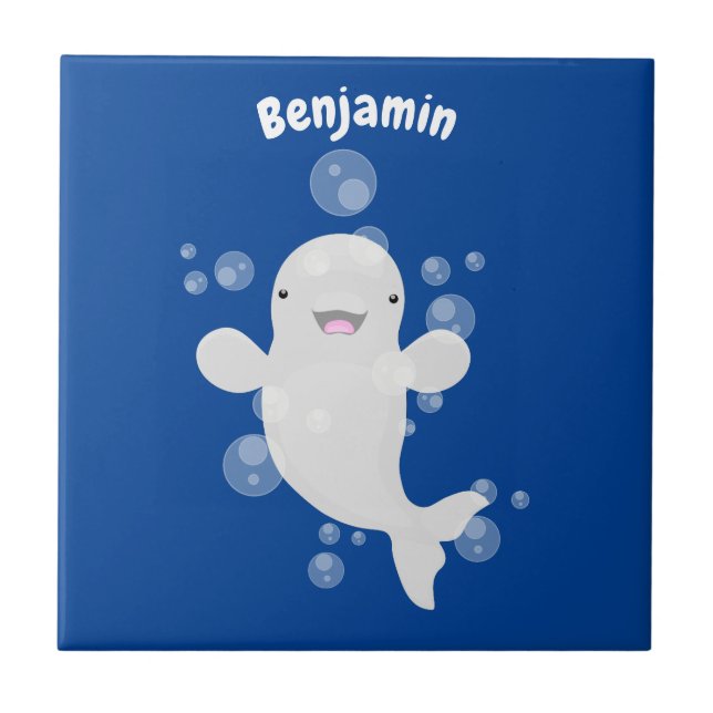 Azulejo Ilustracion personalizado de ballenas de la beluga (Frente)