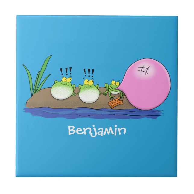 Azulejo Ilustracion personalizado de bblegum de ranas grac (Frente)