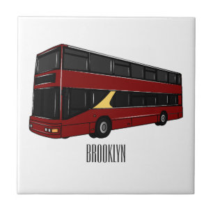 Azulejo Ilustracion personalizado de bus de dos pisos
