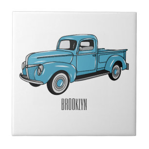 Azulejo Ilustracion personalizado de camioneta clásica