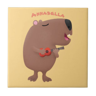 Azulejo Ilustracion personalizado de capybara ukulele cant