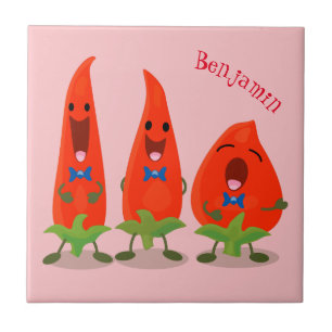 Azulejo Ilustracion personalizado de chiles cantantes