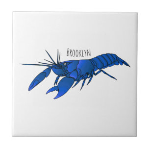 Azulejo Ilustracion personalizado de cigalas de marrón azu