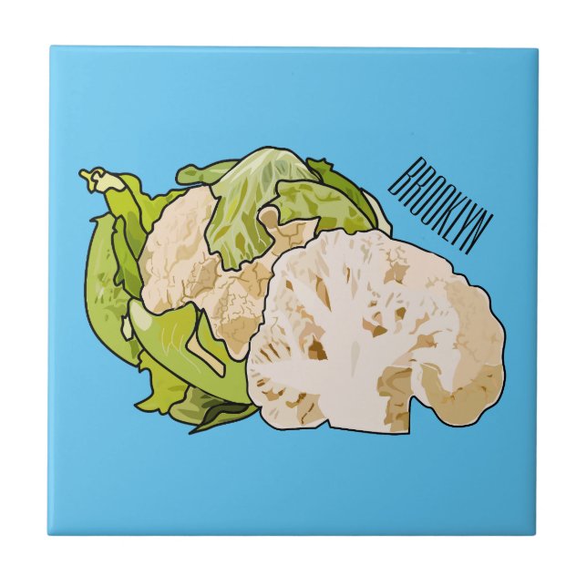 Azulejo Ilustracion personalizado de coliflor (Frente)