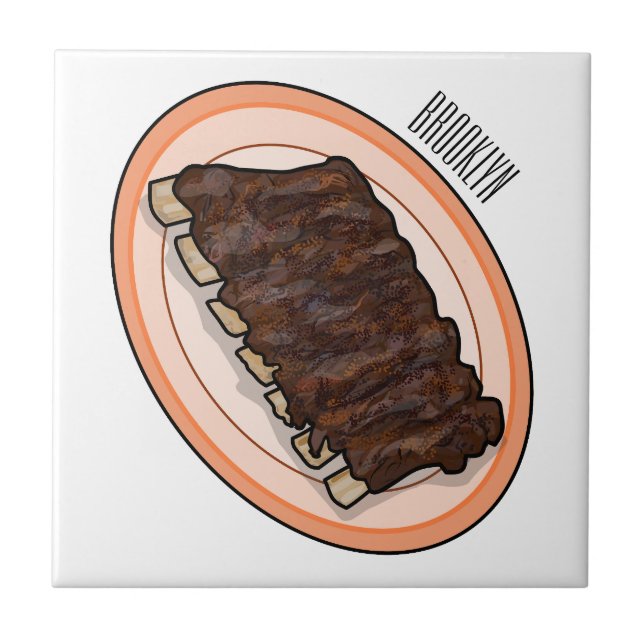 Azulejo Ilustracion personalizado de costillas cortas (Frente)