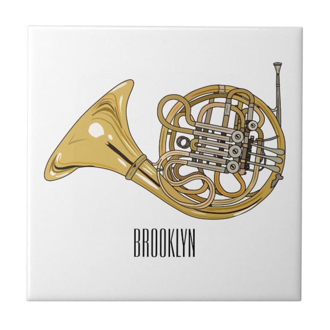 Azulejo Ilustracion personalizado de cuerno francés (Frente)