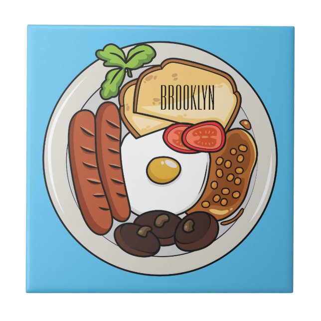 Azulejo Ilustracion personalizado de desayuno inglés (Frente)
