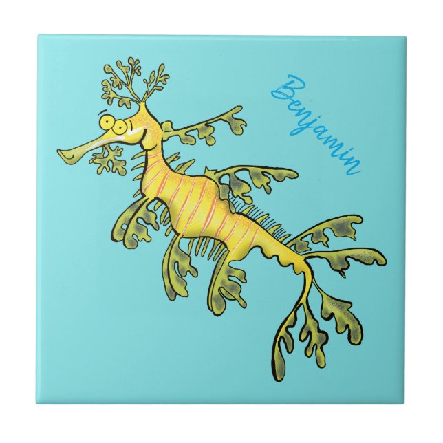 Azulejo Ilustracion personalizado de dragón marino diverti (Frente)