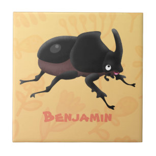 Azulejo Ilustracion personalizado de escarabajo rinoceront