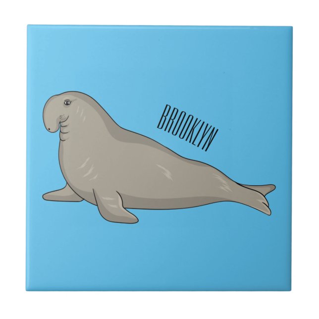 Azulejo Ilustracion personalizado de focas elefantes (Frente)