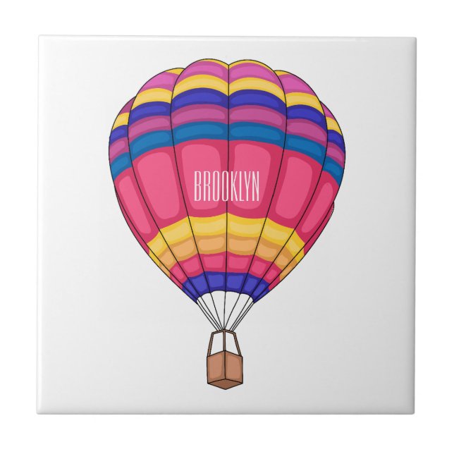 Azulejo Ilustracion personalizado de globo aerostático (Frente)