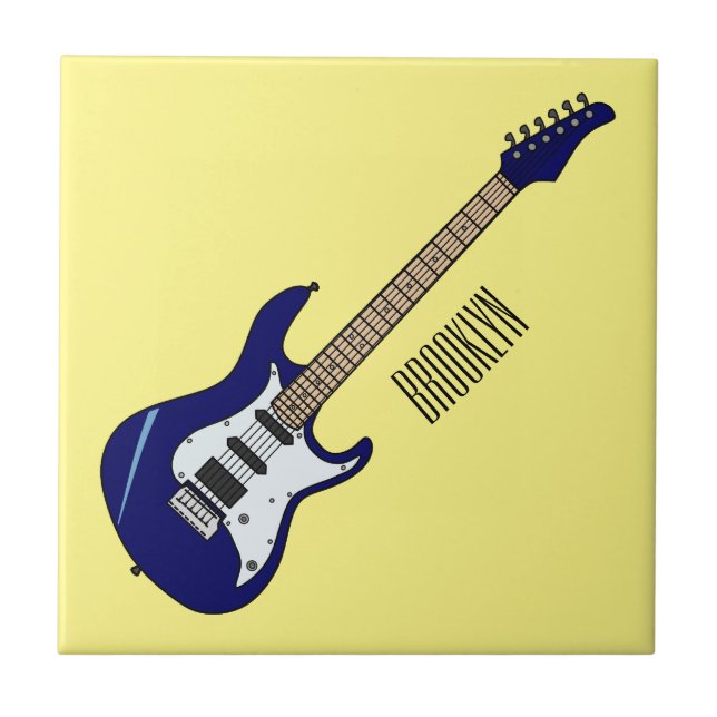 Azulejo Ilustracion personalizado de guitarra eléctrica (Frente)