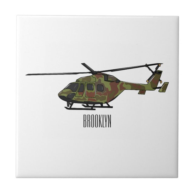 Azulejo Ilustracion personalizado de helicópteros del ejér (Frente)