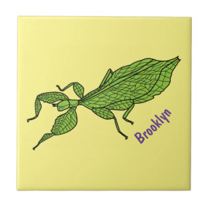 Azulejo Ilustracion personalizado de insectos de hoja verd