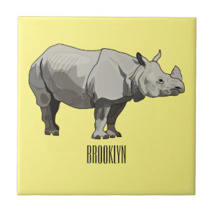 Azulejo Ilustracion personalizado de Javan rhinoceros