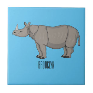 Azulejo Ilustracion personalizado de Javan rhinoceros