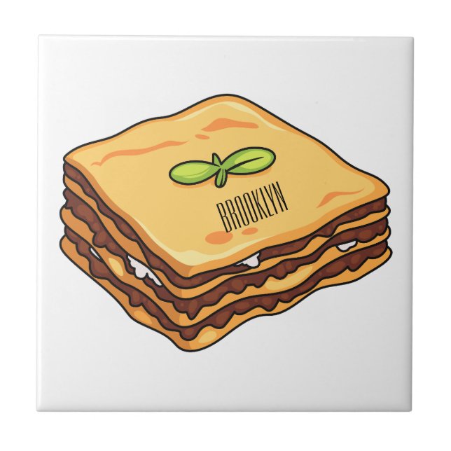 Azulejo Ilustracion personalizado de Lasagna (Frente)