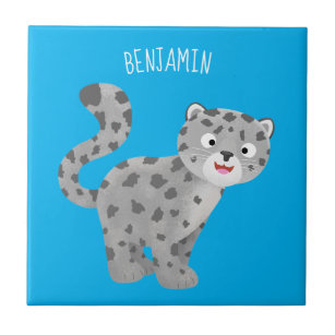 Azulejo Ilustracion personalizado de leopardo de las nieve