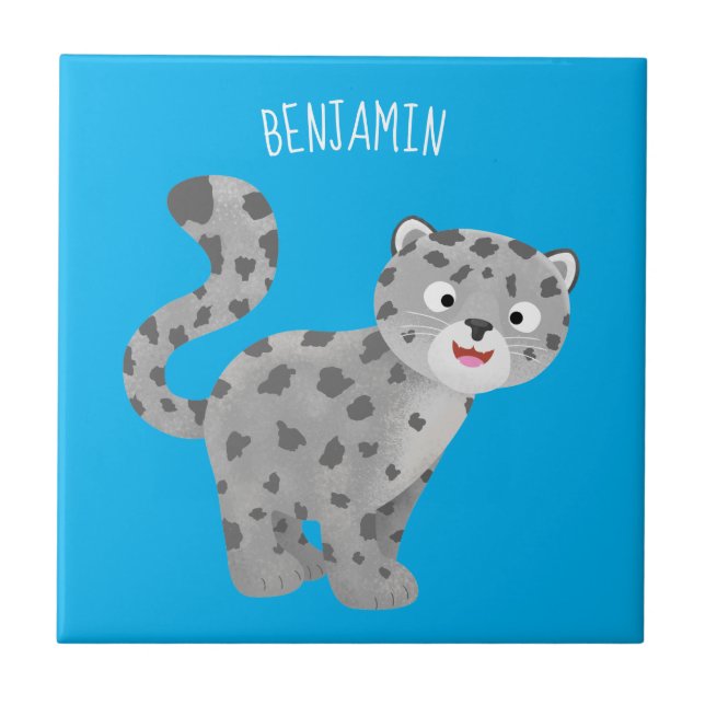 Azulejo Ilustracion personalizado de leopardo de las nieve (Frente)