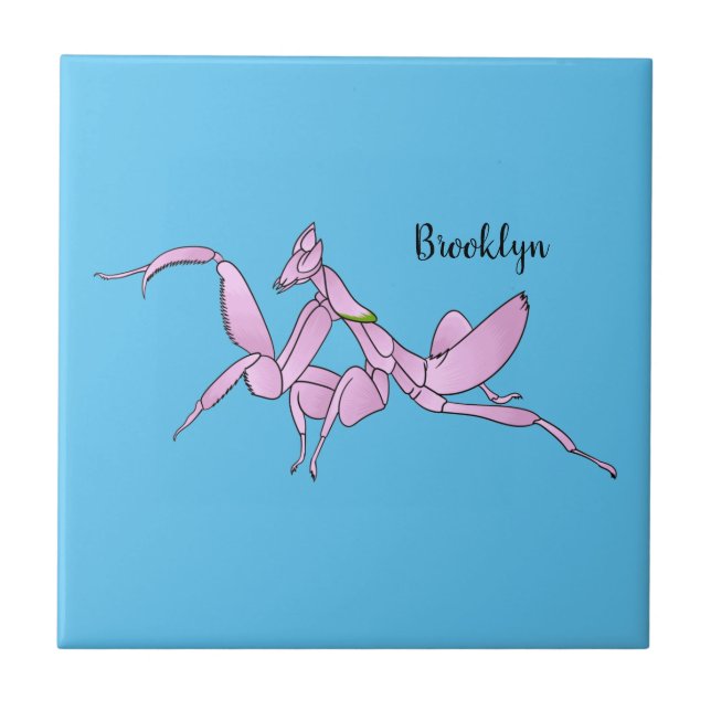 Azulejo Ilustracion personalizado de mantis orquídea (Frente)