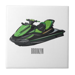 Azulejo Ilustracion personalizado de moto acuática