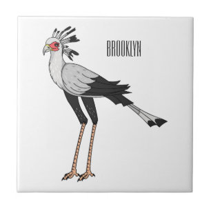 Azulejo Ilustracion personalizado de pájaro de Secretario